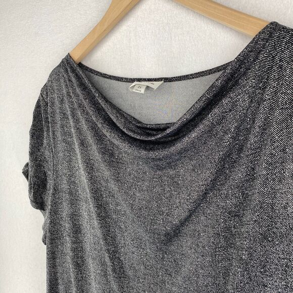 TAHARI Blouse 2X Arthur S. Levine Striped Draped Cowl Neck Ruched Sleeve Gray - Picture 2 of 9